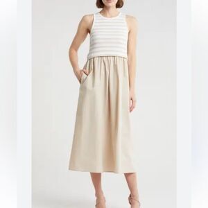 New w/ tags Ellen Tracy tank dress striped neutral women’s small mixed media